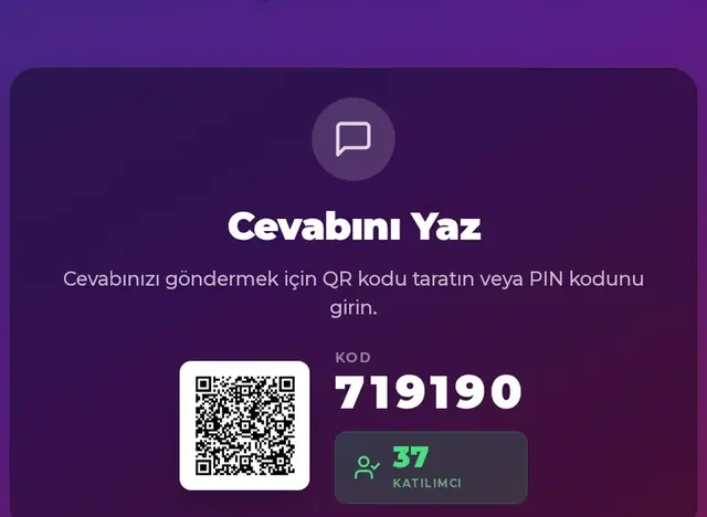 Katılımcıların telefonla QR kod okutarak ya da PIN girerek etkinliğe katılmasını anlatan katılım ekranı